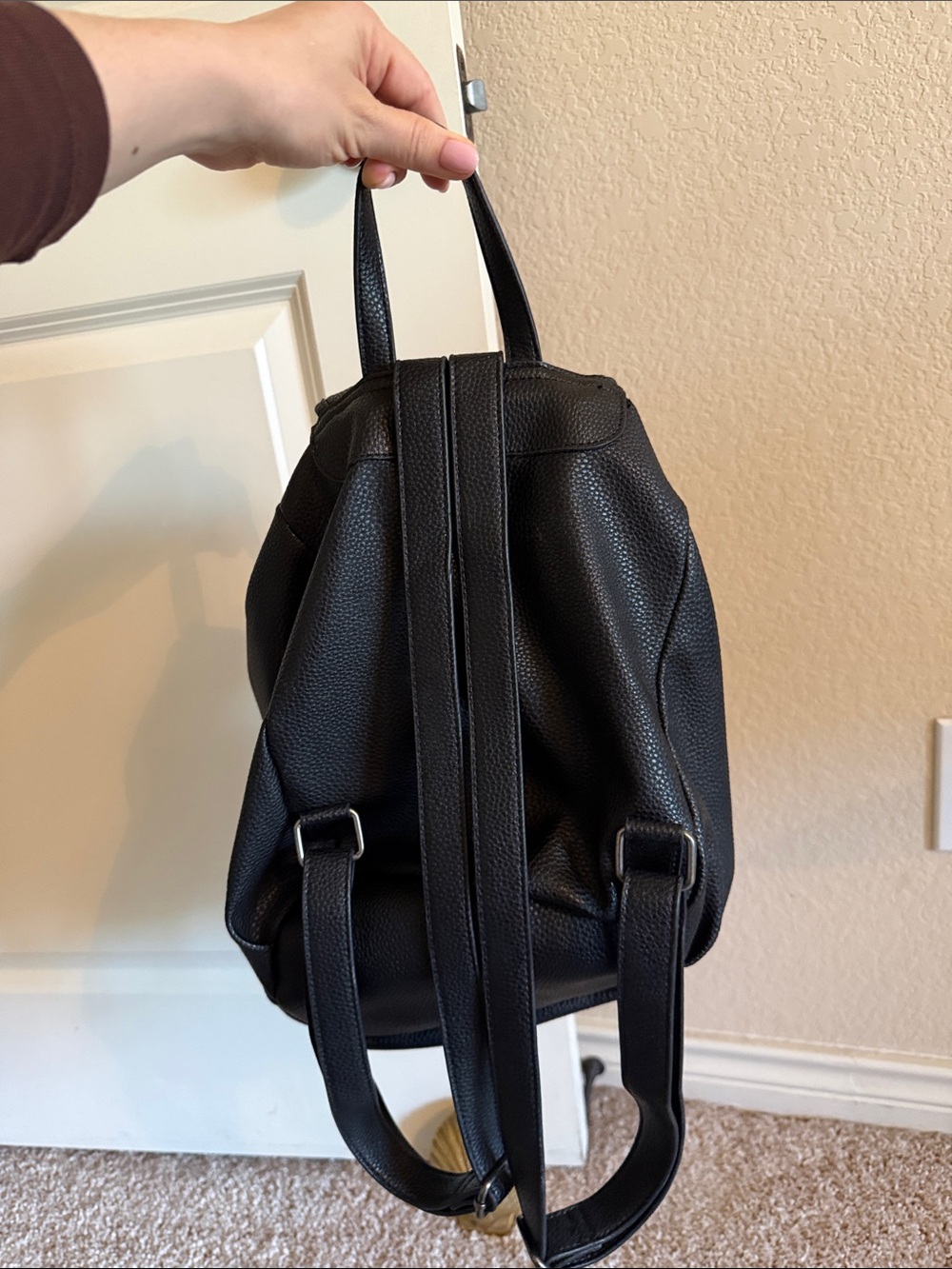Urban Outfitters Black Pebbled Faux Western Leather Backpack - Picture 2 of 4